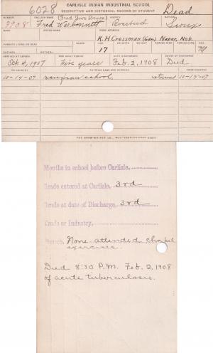 Fred War Bonnet Student File