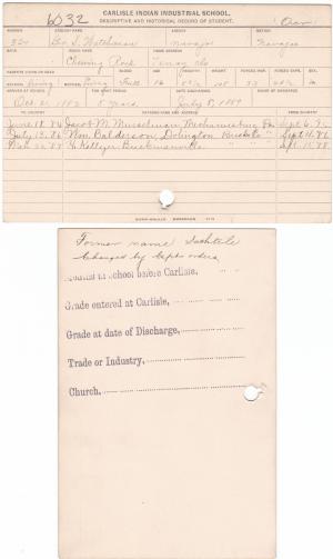 George S. Watchman (Saahtlie) Student File George S. Watchman (Saahtlie) Student File