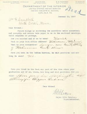 William Francis Campbell Student File William Francis Campbell Student File
