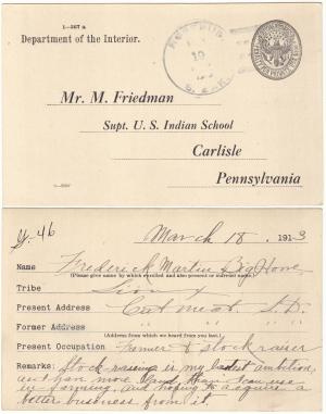 Fred Big Horse (Big Horse) Student File Fred Big Horse (Big Horse) Student File