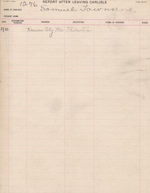 Samuel Townsend Student File Samuel Townsend Student File