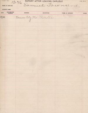 Samuel Townsend Student File