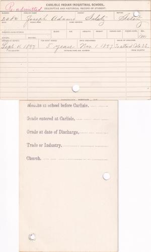 Joseph Adams Student Information Cards Joseph Adams Student Information Cards