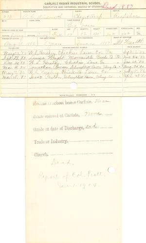 A. C. Ainsworth Student Information Card