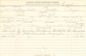 Anthony Austin (Austin) Student Information Card