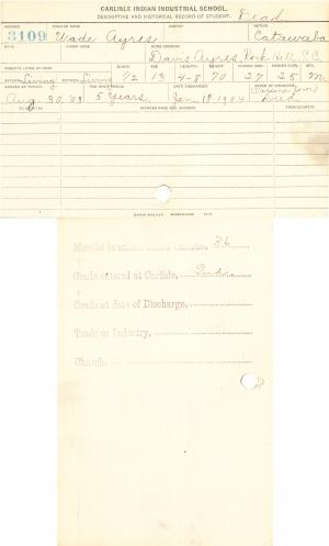 Wade Ayres Student Information Card Wade Ayres Student Information Card