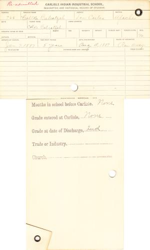 Colton Balcatzah Student Information Cards Colton Balcatzah Student Information Cards