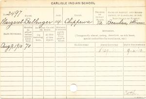 Margaret Bellanger Student Information Card