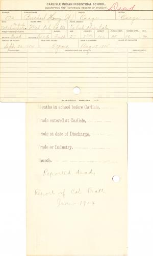 Henry W. Beecher (Wah tah ho tsa) Student Information Card Henry W. Beecher (Wah tah ho tsa) Student Information Card