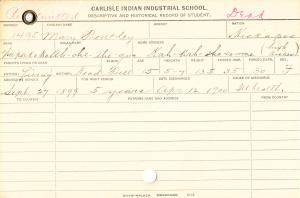 Mary Bentley (Ah-che-the-qua) Student Information Cards Mary Bentley (Ah-che-the-qua) Student Information Cards