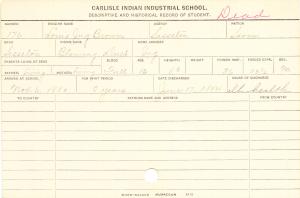 Louis Jug Brown (Blowing Dust) Student Information Card Louis Jug Brown (Blowing Dust) Student Information Card