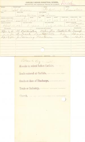 Solomon Brown (Hearing His Voice) Student Information Card