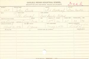 John Bull (The Dwarf) Student Information Card