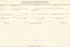 Alfred Charko Student Information Card Alfred Charko Student Information Card