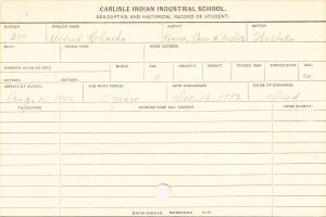 Alfred Charko Student Information Card