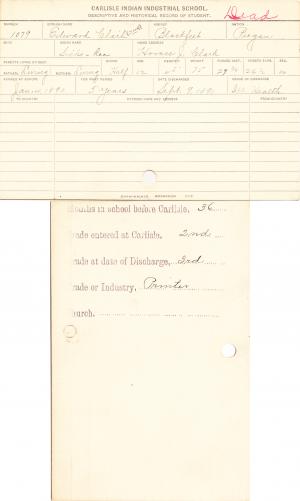 Edward Clark (Sicks-kee) Student Information Card Edward Clark (Sicks-kee) Student Information Card