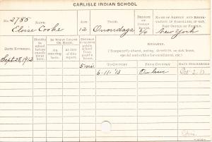 Lois Cooke Student Information Card