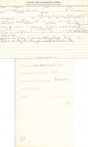 Sarah Corbin Student Information Card Sarah Corbin Student Information Card