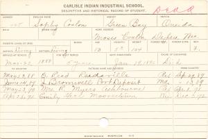 Sophy Coulon Student Information Card