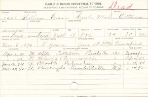 William Crane Student Information Card