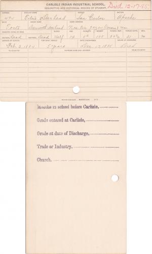 Titus Deerhead (Deer with sore head) Student Information Card Titus Deerhead (Deer with sore head) Student Information Card