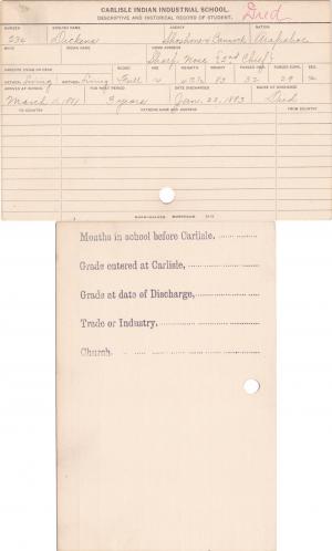 Dickens Student Information Card