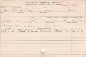 Charlie Foster Student Information Card Charlie Foster Student Information Card