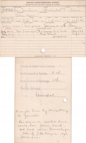 William Four Horns (Tehan Najin) Student Information Card William Four Horns (Tehan Najin) Student Information Card