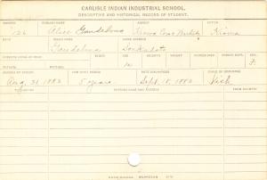 Alice Gaudelma (Gaudelma) Student Information Card