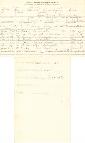 Frank Yarlot Student Information Card Frank Yarlot Student Information Card
