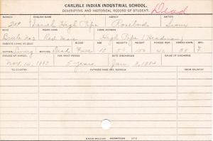 Sarah High Pipe (Red Mare) Student Information Card