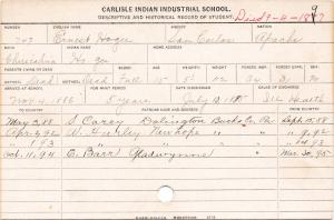 Ernest Hogee (Ho-gee) Student Information Card