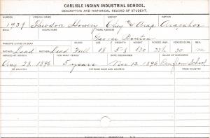 Theodore Howery Student Information Card