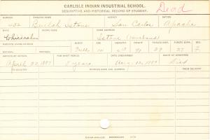 Beulah Istone Student Information Card