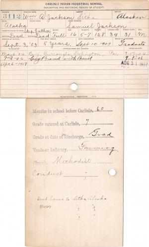 William S. Jackson Student Information Card William S. Jackson Student Information Card
