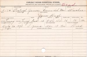 Raleigh James Student Information Card
