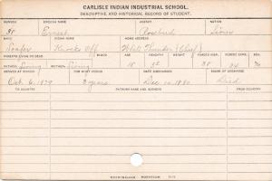 Ernest (Knocks Off) Student Information Card