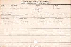 Amos LaFromboise Student Information Card Amos LaFromboise Student Information Card
