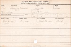 Amos La Frambois Student Information Card