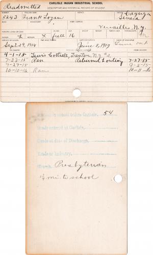 Frank Logan Student Information Card Frank Logan Student Information Card