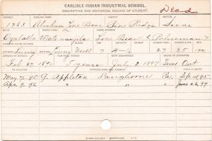 Abraham Lone Bear (Mato-wanjila) Student Information Card Abraham Lone Bear (Mato-wanjila) Student Information Card