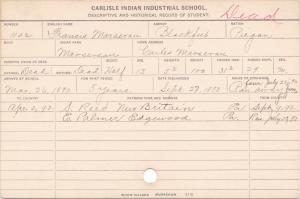 Francis Marserau (Marsereau) Student Information Card Francis Marserau (Marsereau) Student Information Card