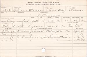 Clarence Mawsaw Student Information Card