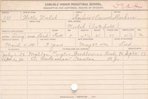 Willie Norkok Student Information Card