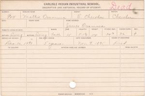 Mattie Ocumma Student Information Card Mattie Ocumma Student Information Card