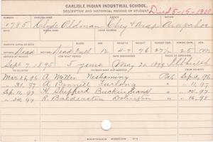 Clyde Oldman Student Information Card