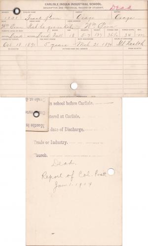Frank Penn (Kah-he-gra-in-kah) Student Information Cards Frank Penn (Kah-he-gra-in-kah) Student Information Cards