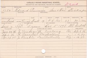 Edward Pensoneau Student Information Card Edward Pensoneau Student Information Card