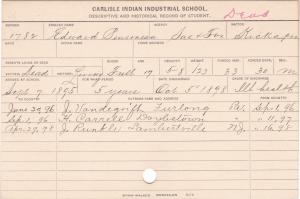 Edward Pensoneau Student Information Card