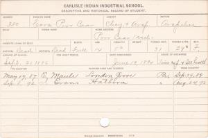 Cora Poor Bear Student Information Card Cora Poor Bear Student Information Card